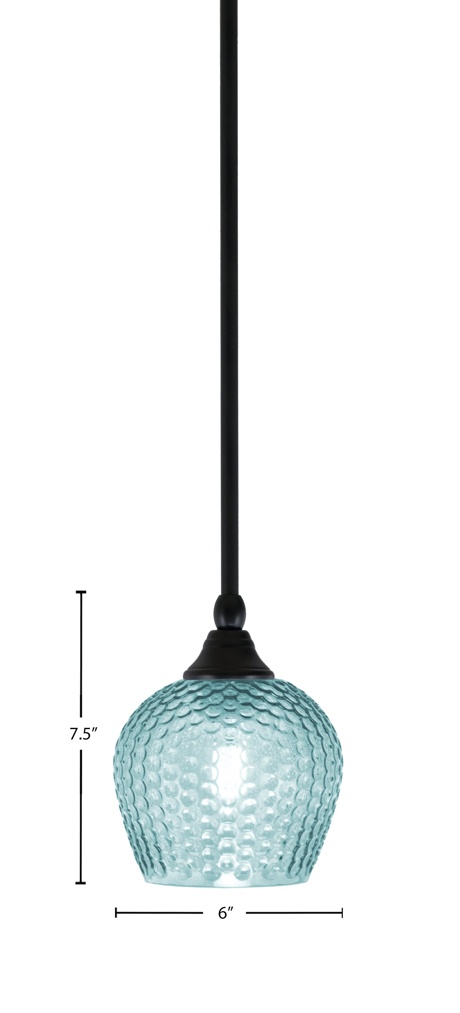 Stem One Light Mini Pendant in Matte Black with 6" Turquoise Textured Shade