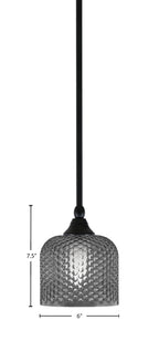 Stem One Light Mini Pendant in Matte Black with 6" Smoke Textured Shade