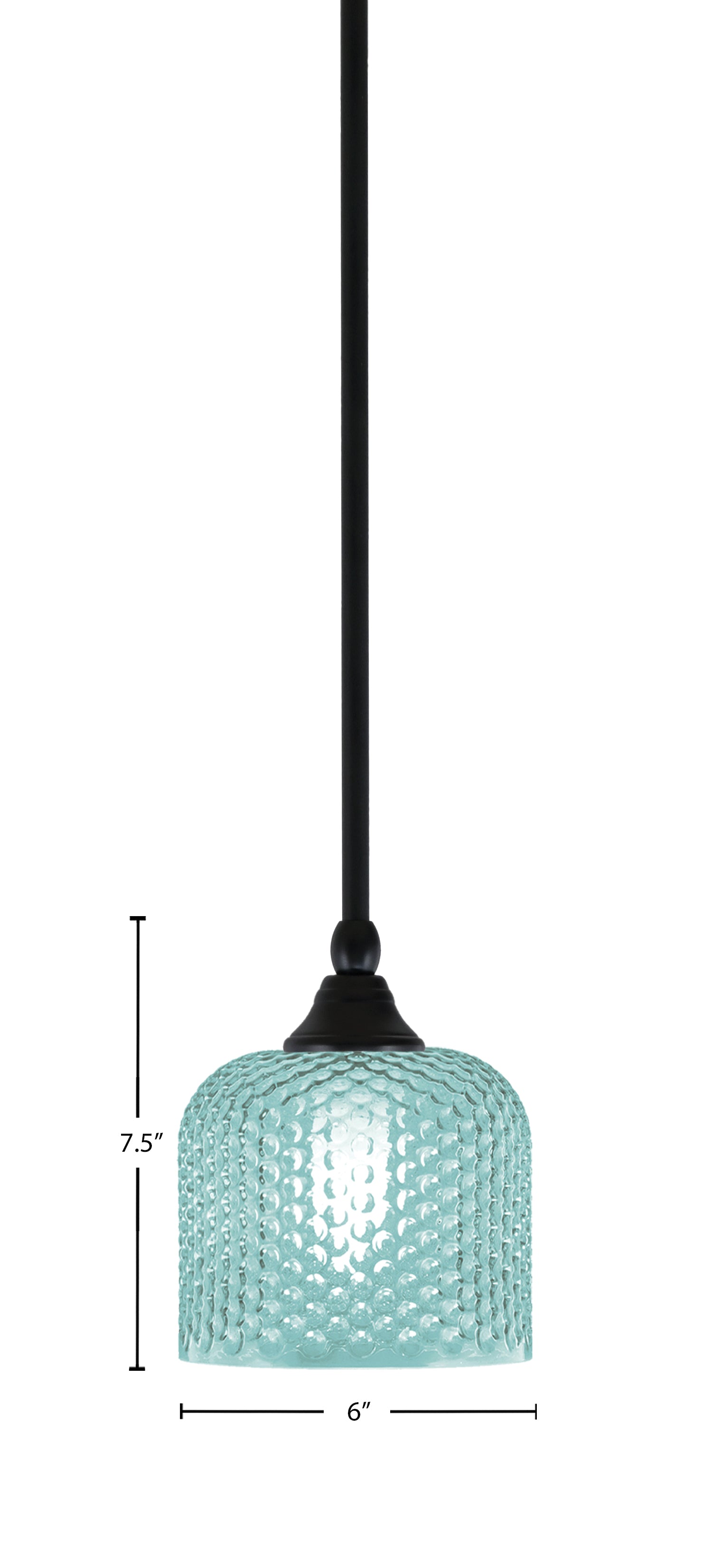 Stem One Light Mini Pendant in Matte Black with 6" Turquoise Textured Shade