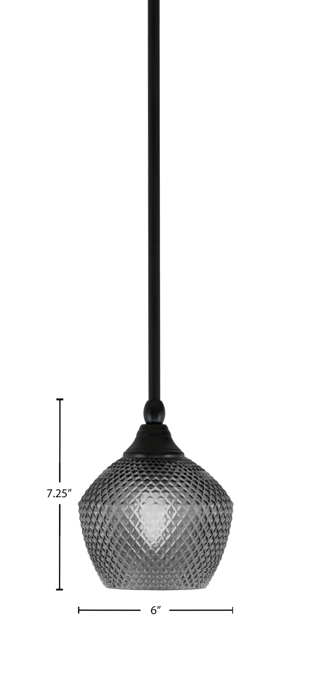 Stem One Light Mini Pendant in Matte Black with 6" Smoke Textured Shade