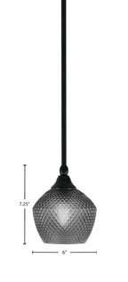 Stem One Light Mini Pendant in Matte Black with 6" Smoke Textured Shade