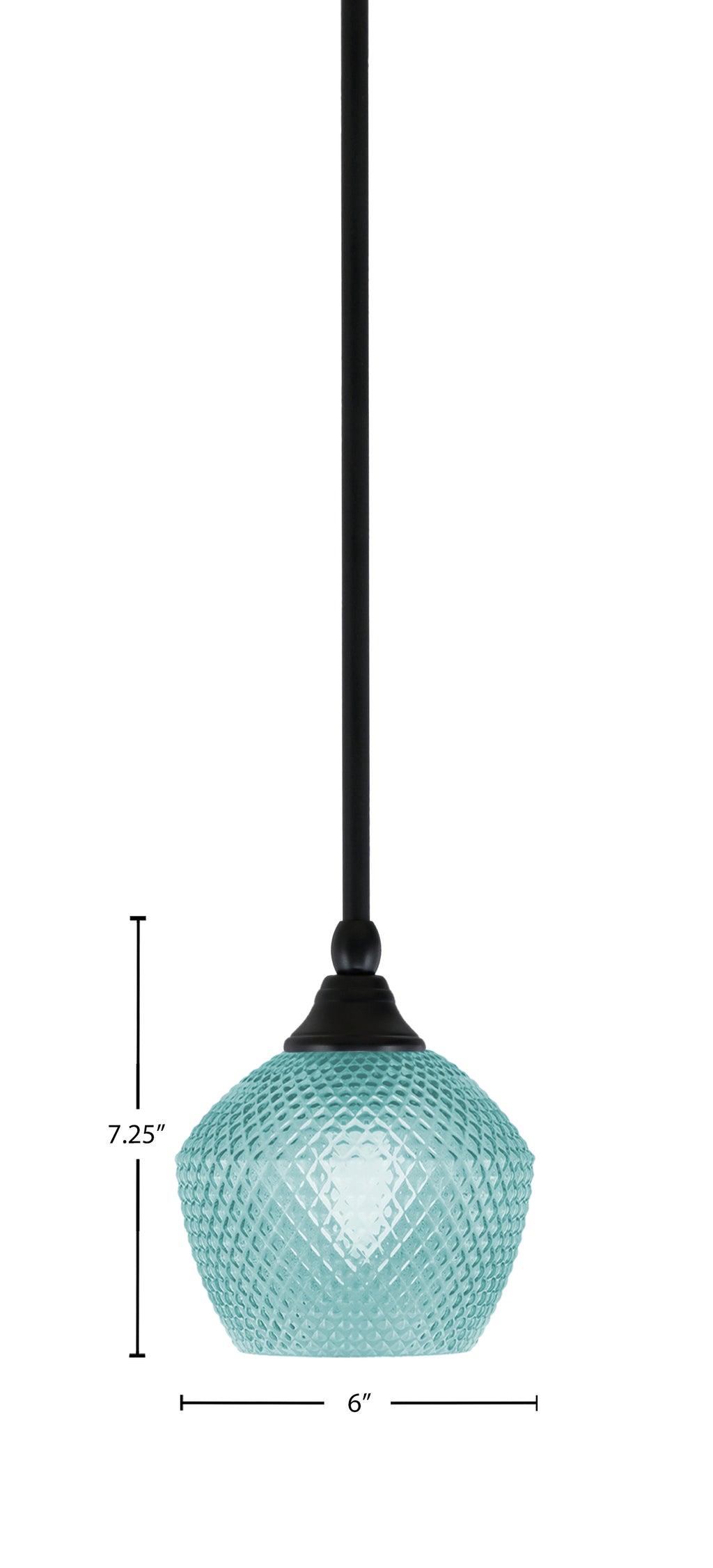 Stem One Light Mini Pendant in Matte Black with 6" Turquoise Textured Shade