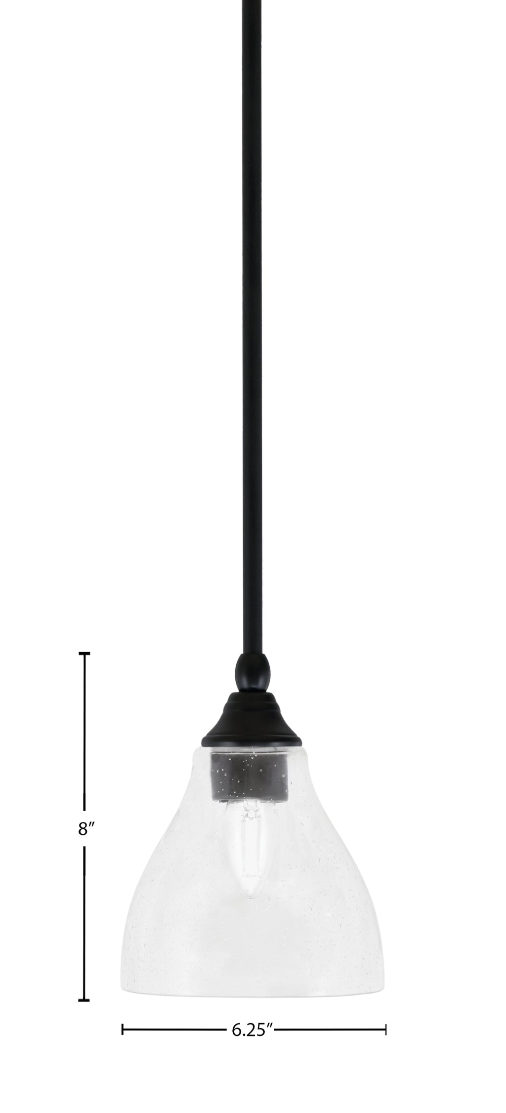 Stem One Light Mini Pendant in Matte Black with 6.25" Clear Bubble Shade