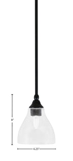 Stem One Light Mini Pendant in Matte Black with 6.25" Clear Bubble Shade