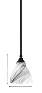 Stem One Light Mini Pendant in Matte Black with 6.25" Onyx Swirl Shade