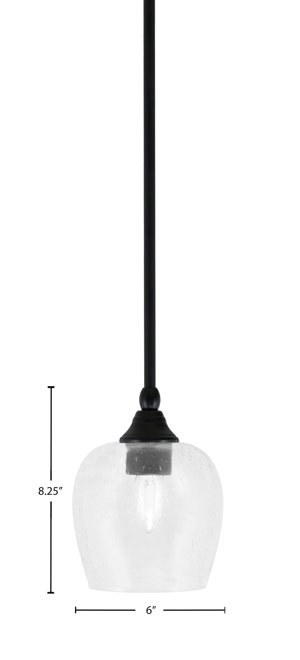 Stem One Light Mini Pendant in Matte Black with 6" Clear Bubble Shade