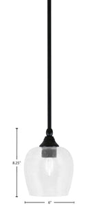 Stem One Light Mini Pendant in Matte Black with 6" Clear Bubble Shade