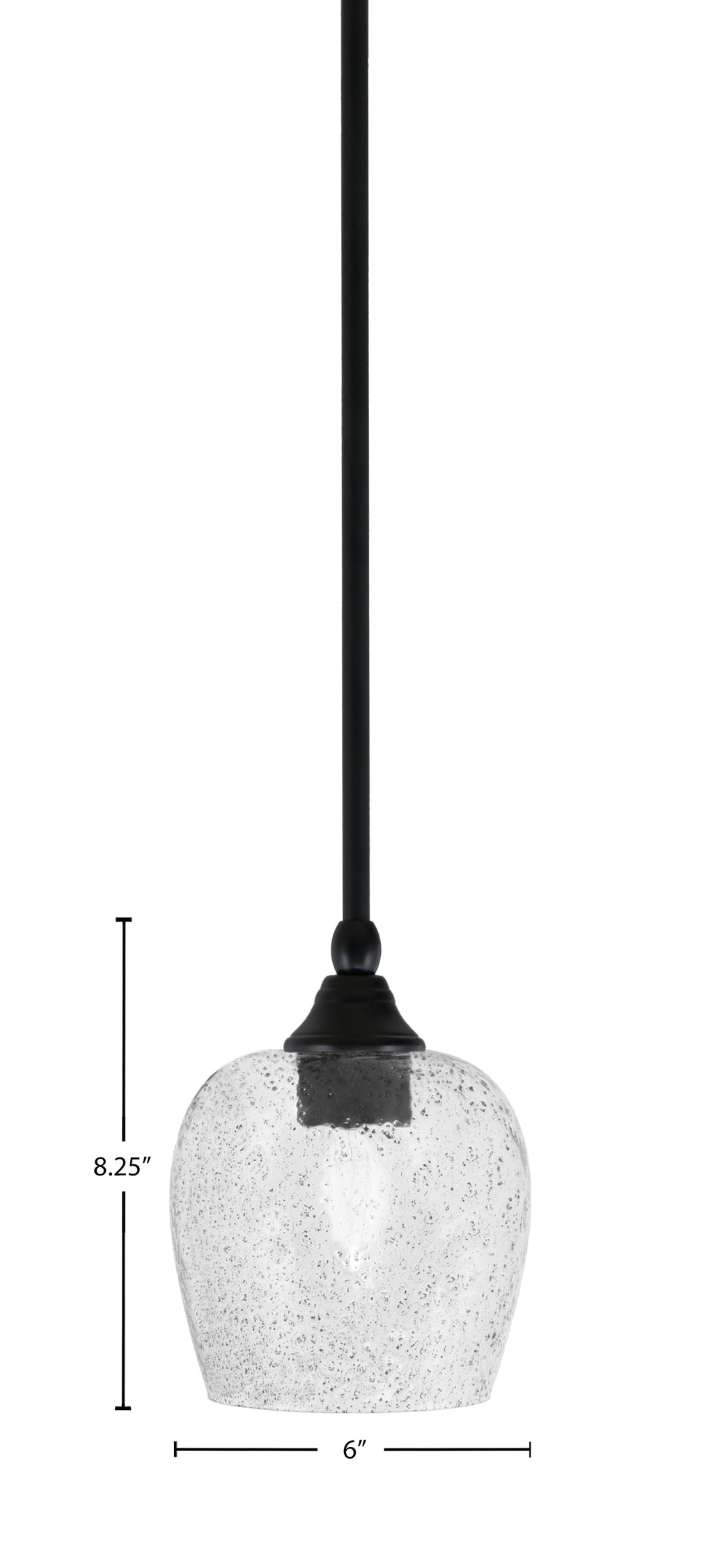 Stem One Light Mini Pendant in Matte Black with 6" Smoke Bubble Shade
