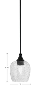 Stem One Light Mini Pendant in Matte Black with 6" Smoke Bubble Shade