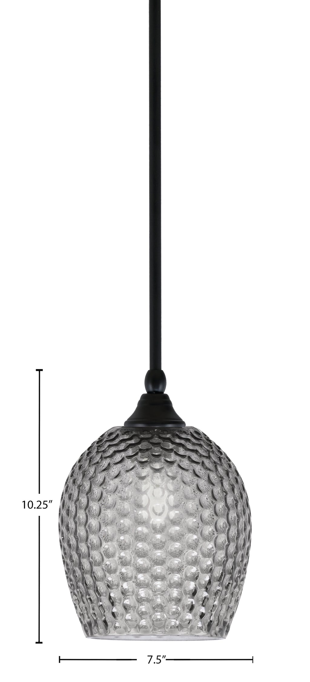 Stem One Light Mini Pendant in Matte Black with 7.5" Smoke Textured Shade