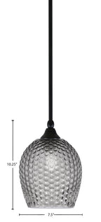 Stem One Light Mini Pendant in Matte Black with 7.5" Smoke Textured Shade