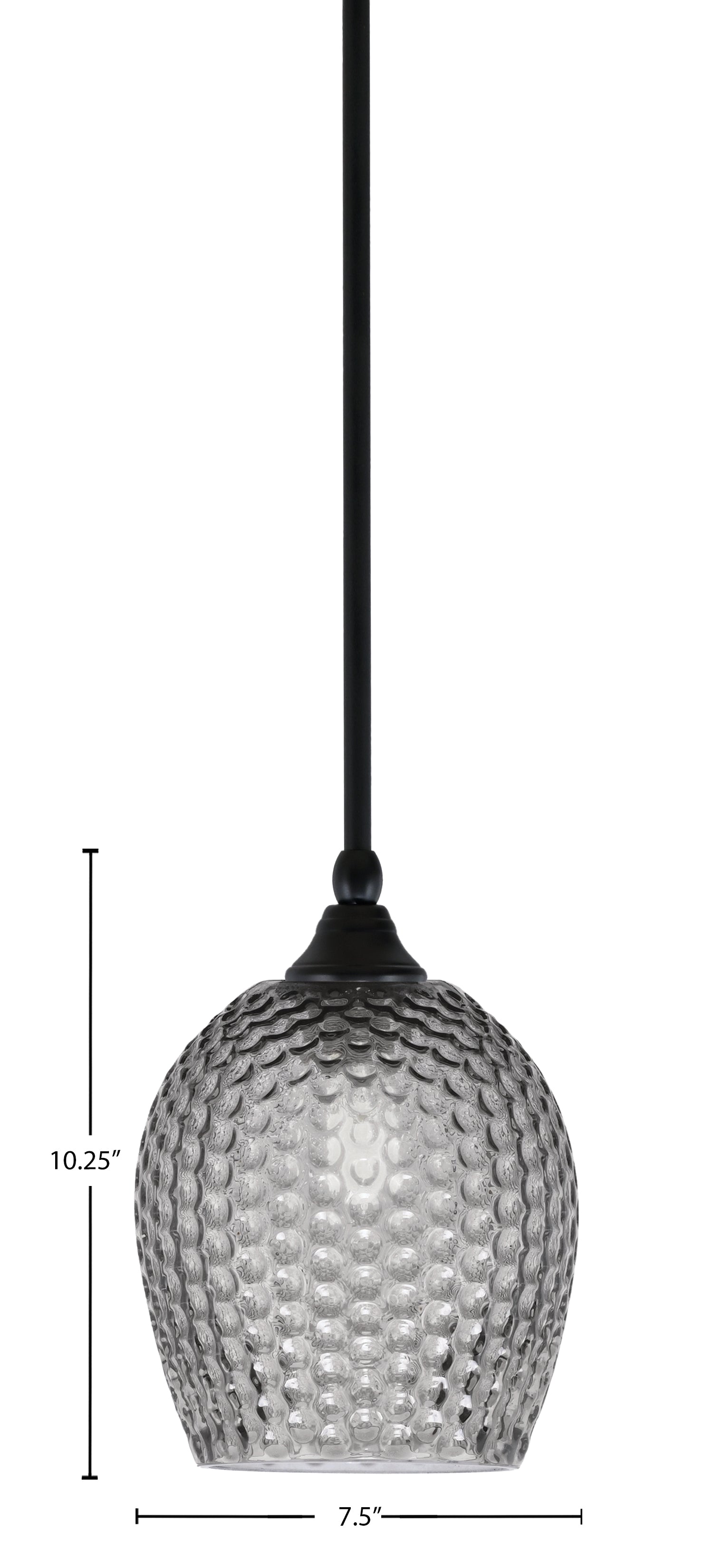 Stem One Light Mini Pendant in Matte Black with 7.5" Smoke Textured Shade