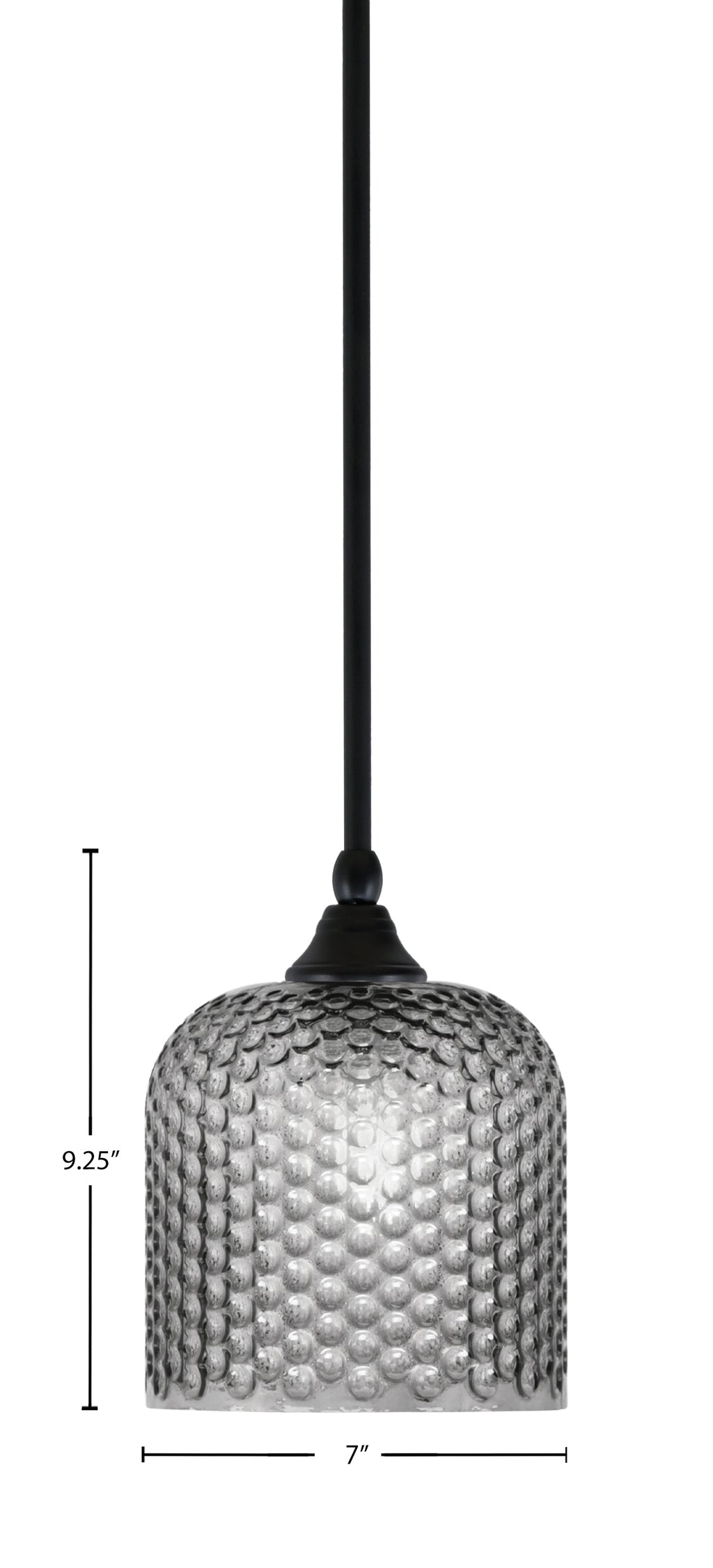 Stem One Light Mini Pendant in Matte Black with 7" Smoke Textured Shade