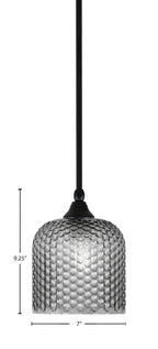 Stem One Light Mini Pendant in Matte Black with 7" Smoke Textured Shade