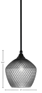 Stem One Light Mini Pendant in Matte Black with 9" Smoke Textured Shade