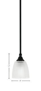 Stem One Light Mini Pendant in Matte Black with 5" Clear Ribbed Shade