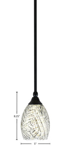 Stem One Light Mini Pendant in Matte Black with 5" Natural Fusion Shade