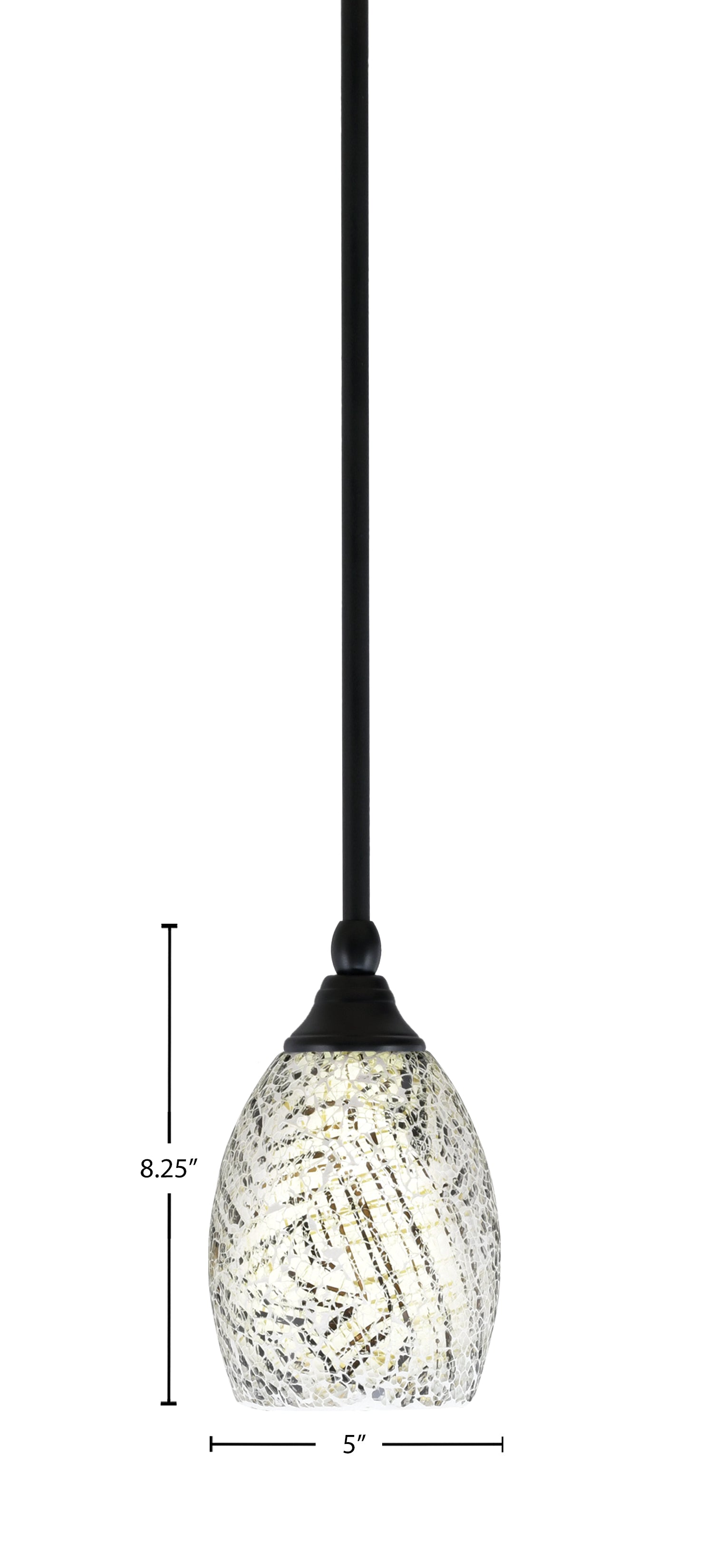 Stem One Light Mini Pendant in Matte Black with 5" Natural Fusion Shade