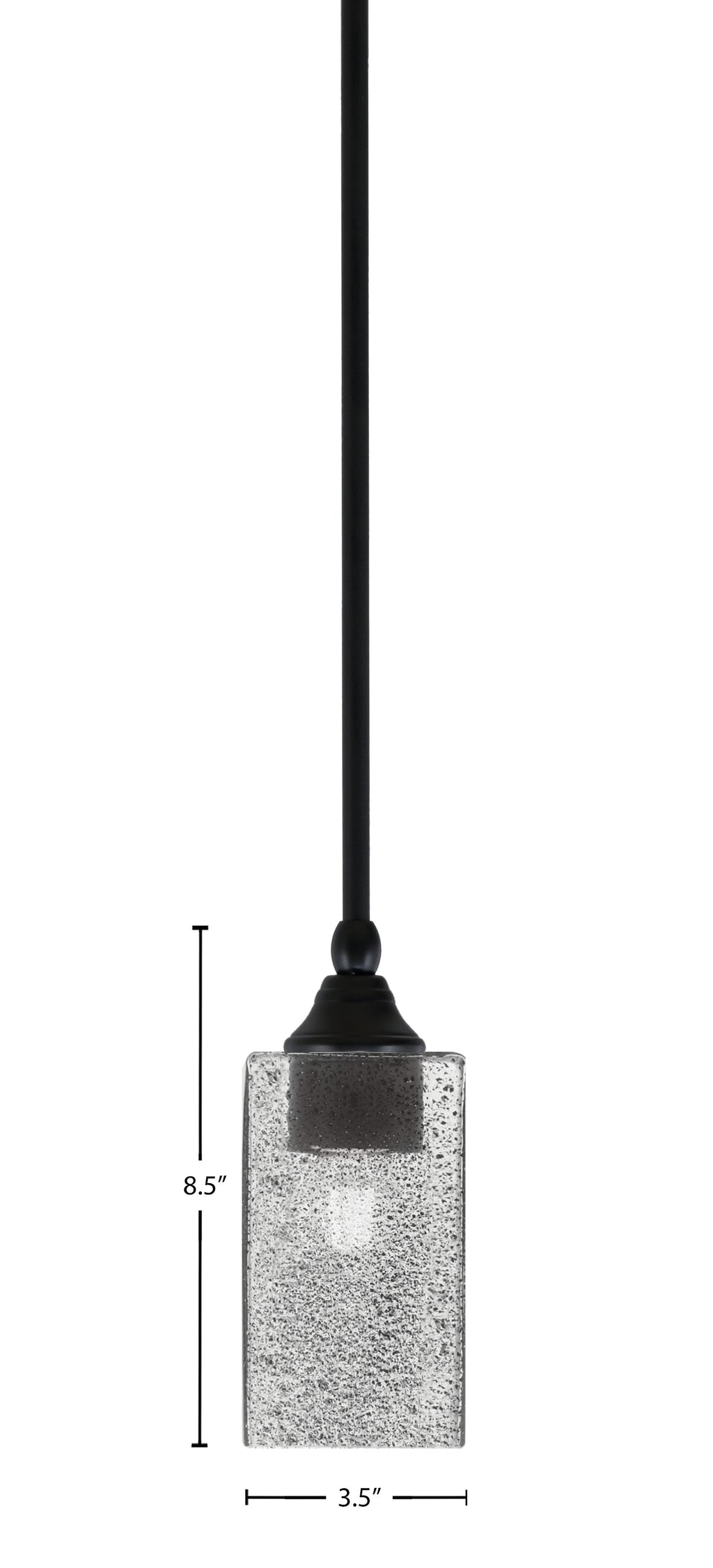 Stem One Light Mini Pendant in Matte Black with 3.5" Square Smoke Bubble Shade