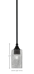 Stem One Light Mini Pendant in Matte Black with 3.5" Square Smoke Bubble Shade