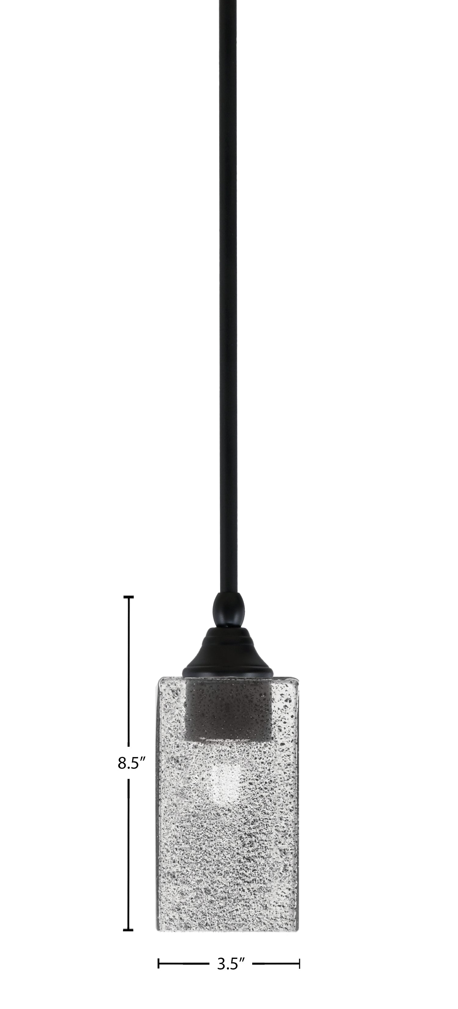 Stem One Light Mini Pendant in Matte Black with 3.5" Square Smoke Bubble Shade