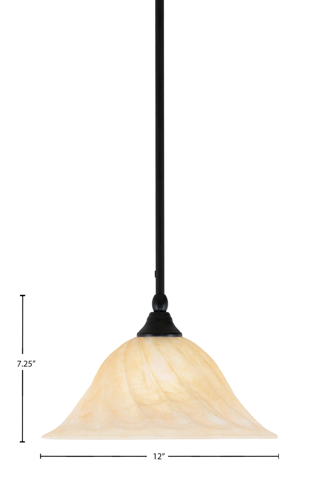 Any One Light Mini Pendant in Matte Black with 12" Rosetta Shade