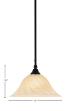 Any One Light Mini Pendant in Matte Black with 12" Rosetta Shade