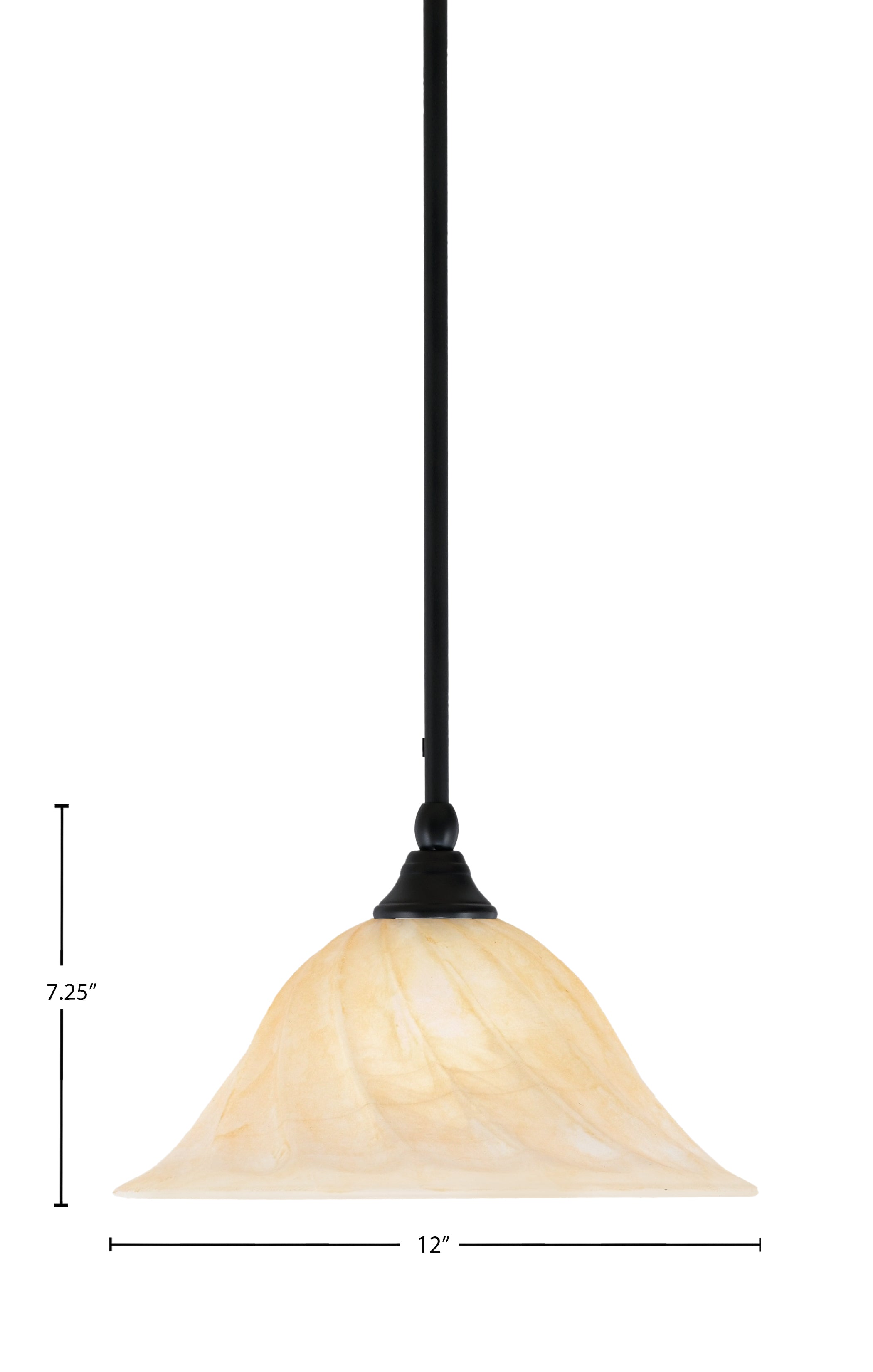 Any One Light Mini Pendant in Matte Black with 12" Rosetta Shade