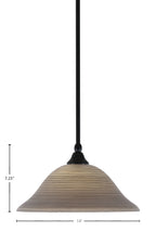 Any One Light Mini Pendant in Matte Black with 12" Gray Linen Shade