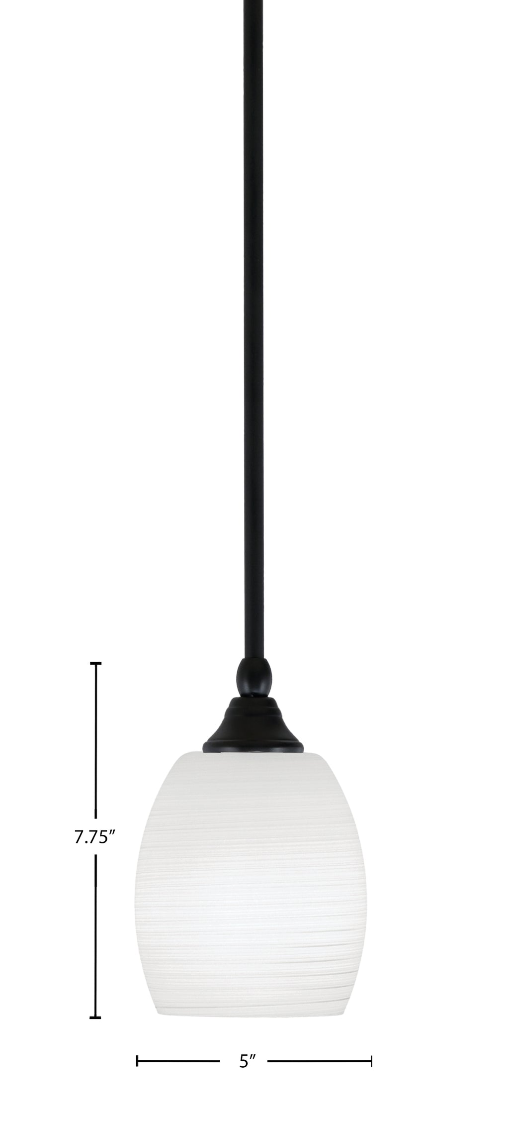 Any One Light Mini Pendant in Matte Black with 5" White Linen Shade