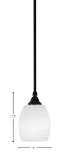 Any One Light Mini Pendant in Matte Black with 5" White Linen Shade