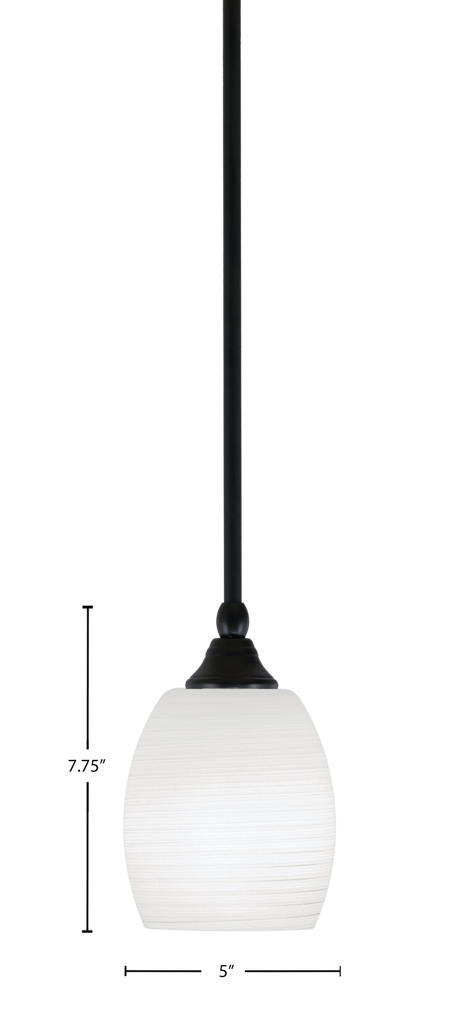 Any One Light Mini Pendant in Matte Black with 5" White Linen Shade