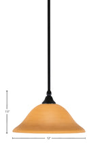 Any One Light Mini Pendant in Matte Black with 12" Cayenne Linen Shade