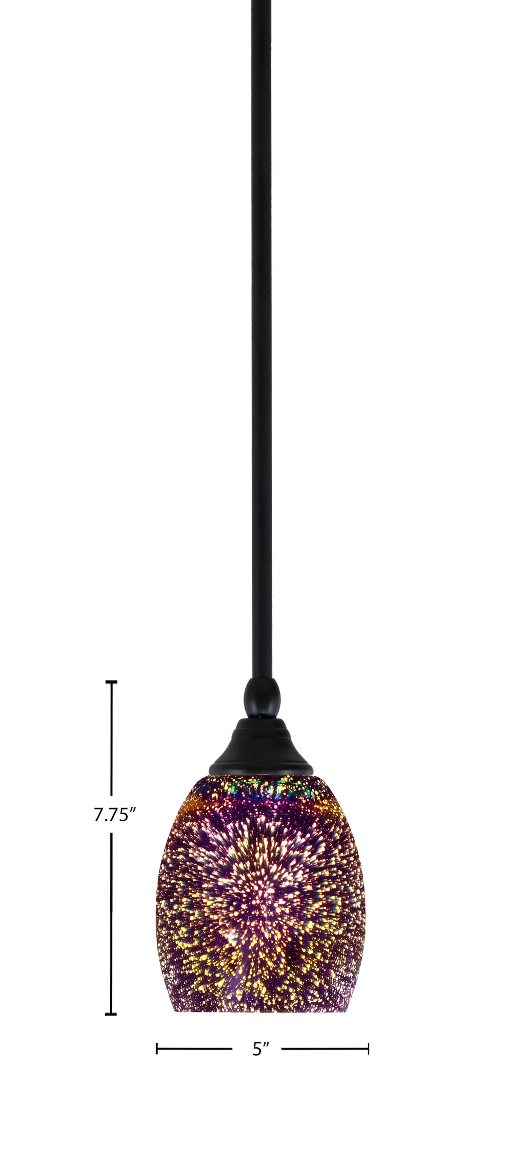 Any One Light Mini Pendant in Matte Black with 5" Silver Fire Shade
