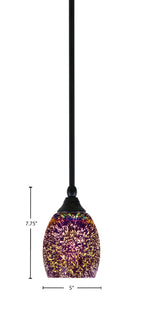 Any One Light Mini Pendant in Matte Black with 5" Silver Fire Shade