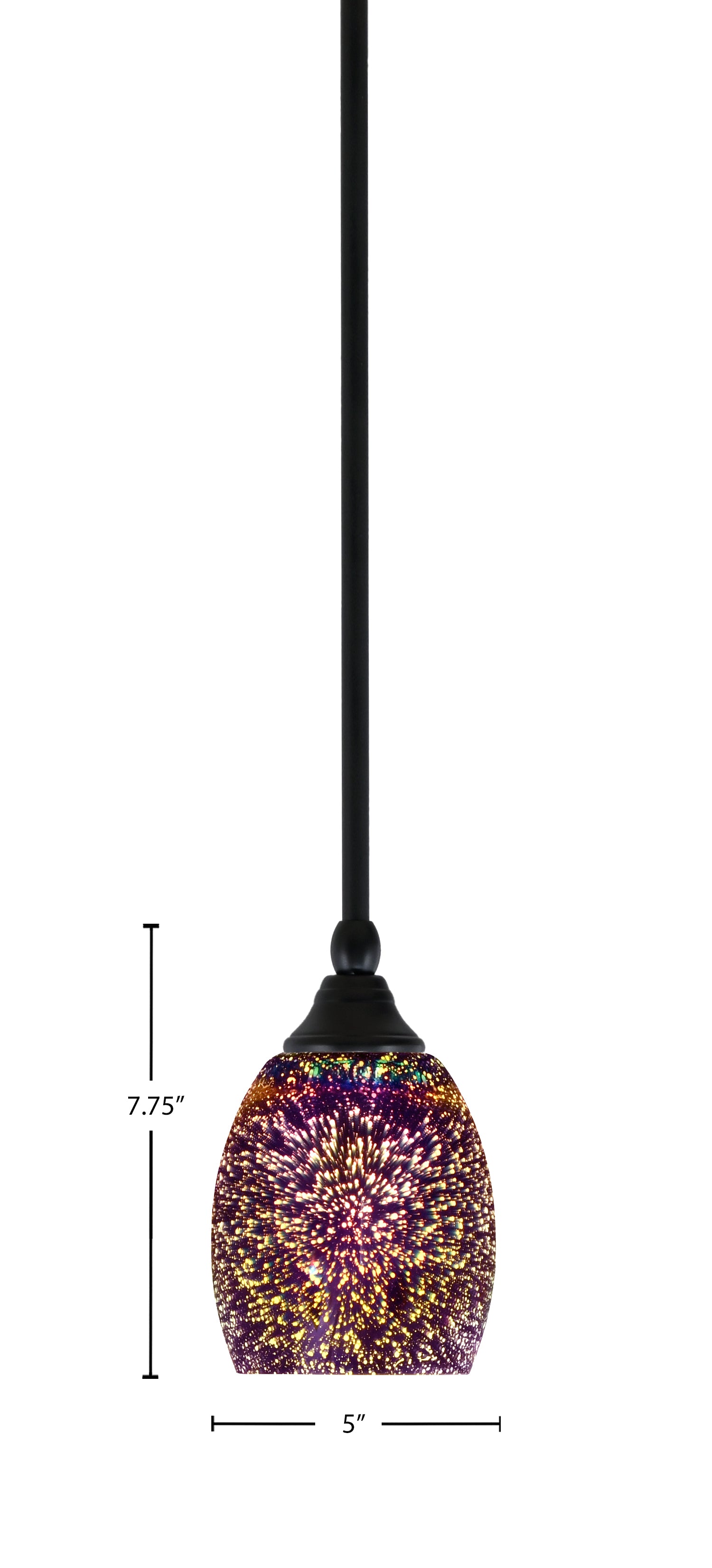 Any One Light Mini Pendant in Matte Black with 5" Silver Fire Shade