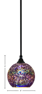 Any One Light Mini Pendant in Matte Black with 8.5" Silver Fire Shade
