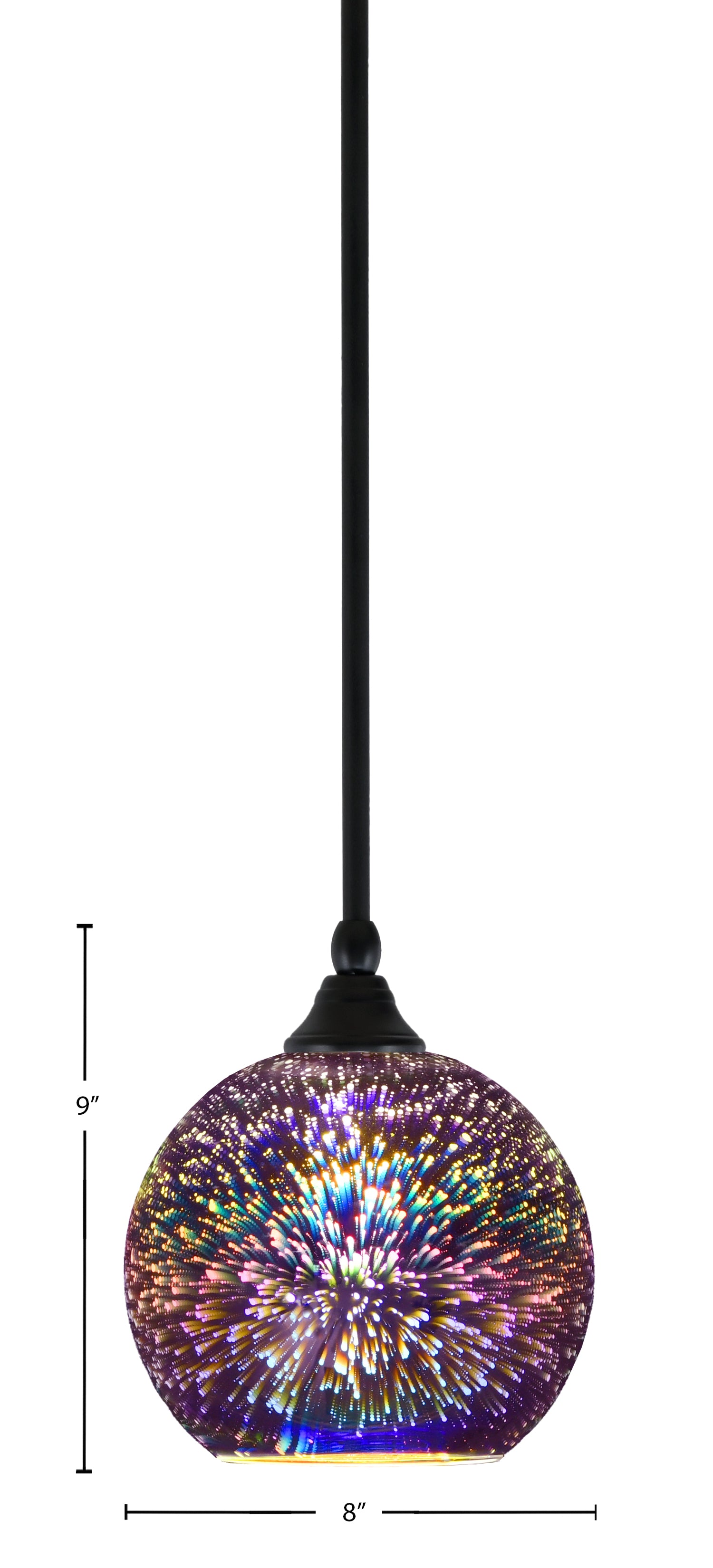 Any One Light Mini Pendant in Matte Black with 8.5" Silver Fire Shade