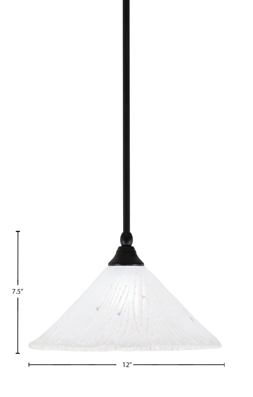 Any One Light Mini Pendant in Matte Black with 12" Frosted Crystal Shade