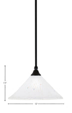 Any One Light Mini Pendant in Matte Black with 12" Frosted Crystal Shade