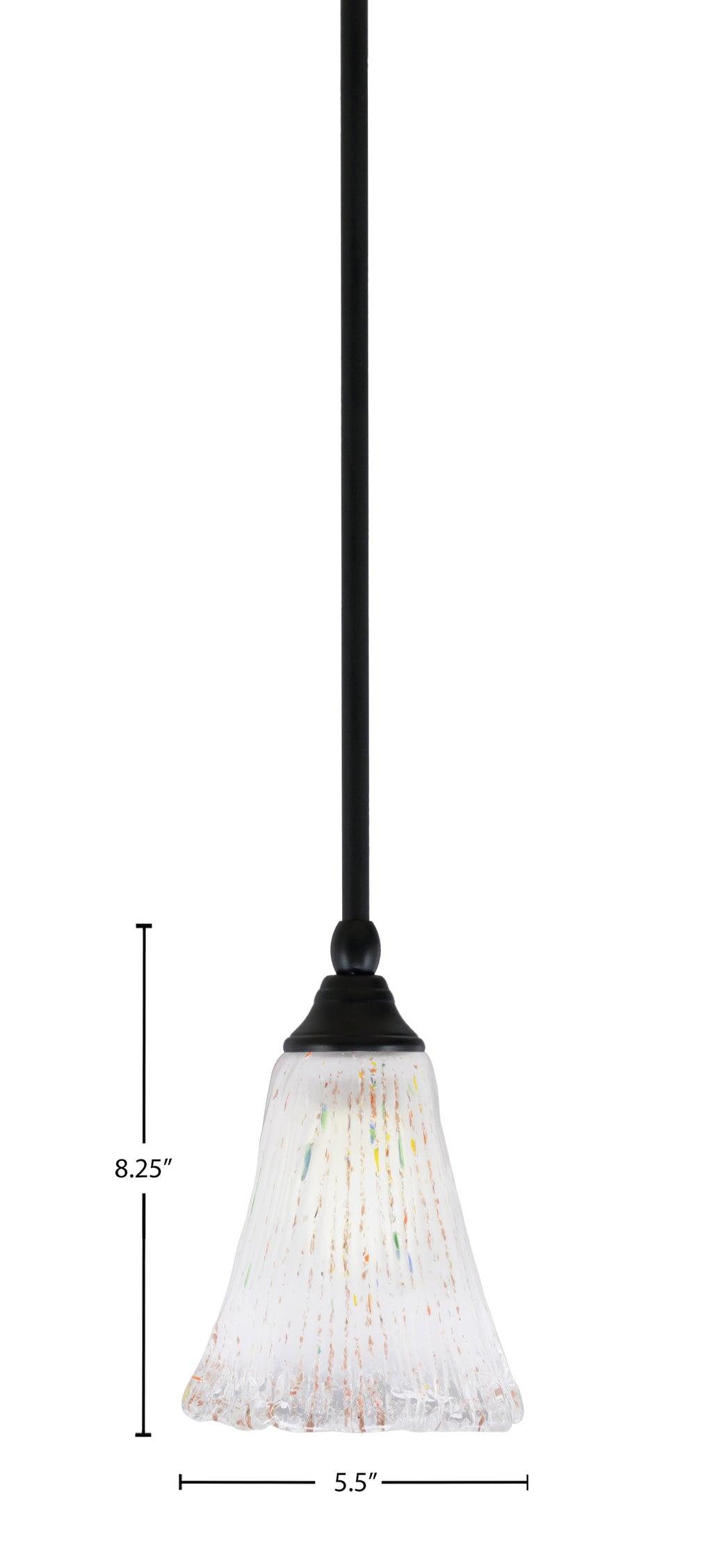 Any One Light Mini Pendant in Matte Black with 5.5" Fluted Frosted Crystal Shade