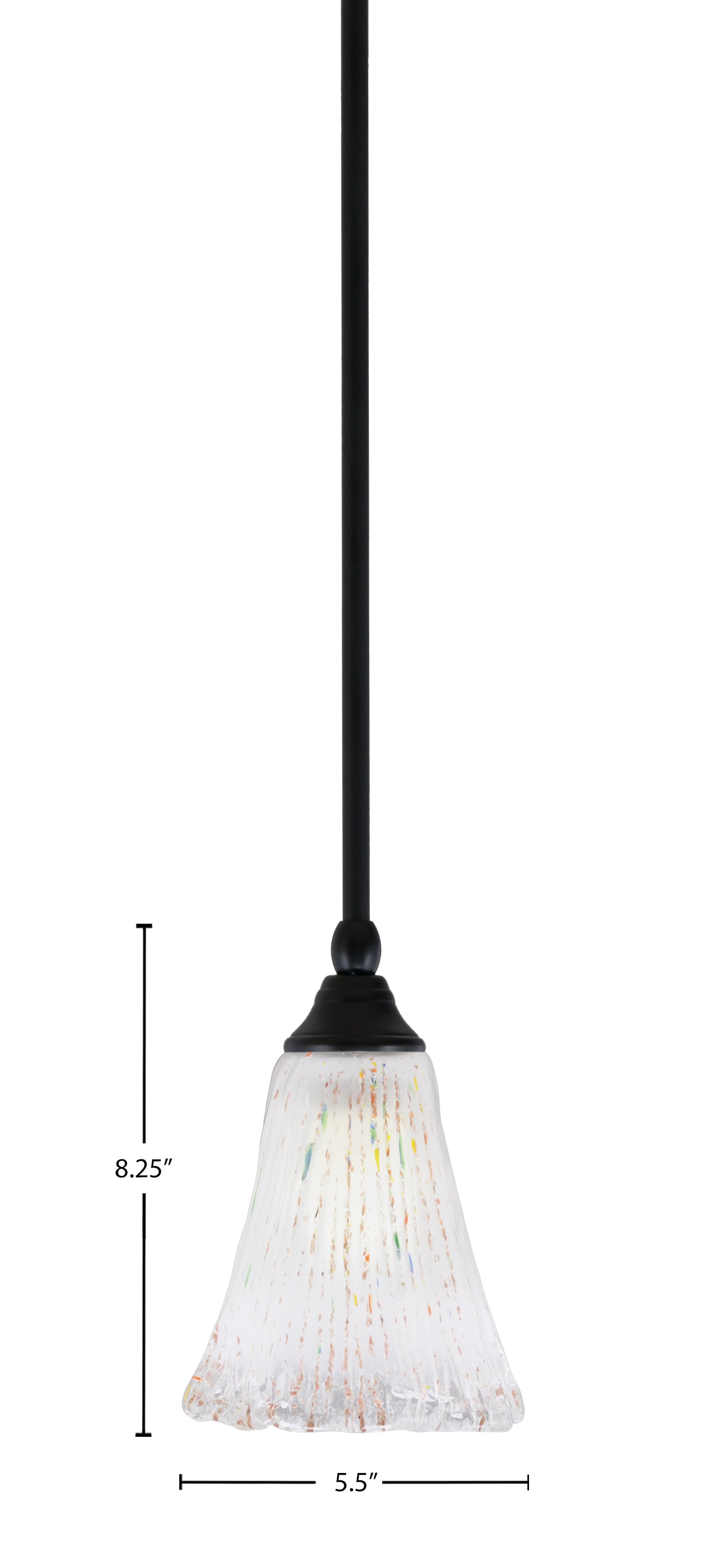 Any One Light Mini Pendant in Matte Black with 5.5" Fluted Frosted Crystal Shade