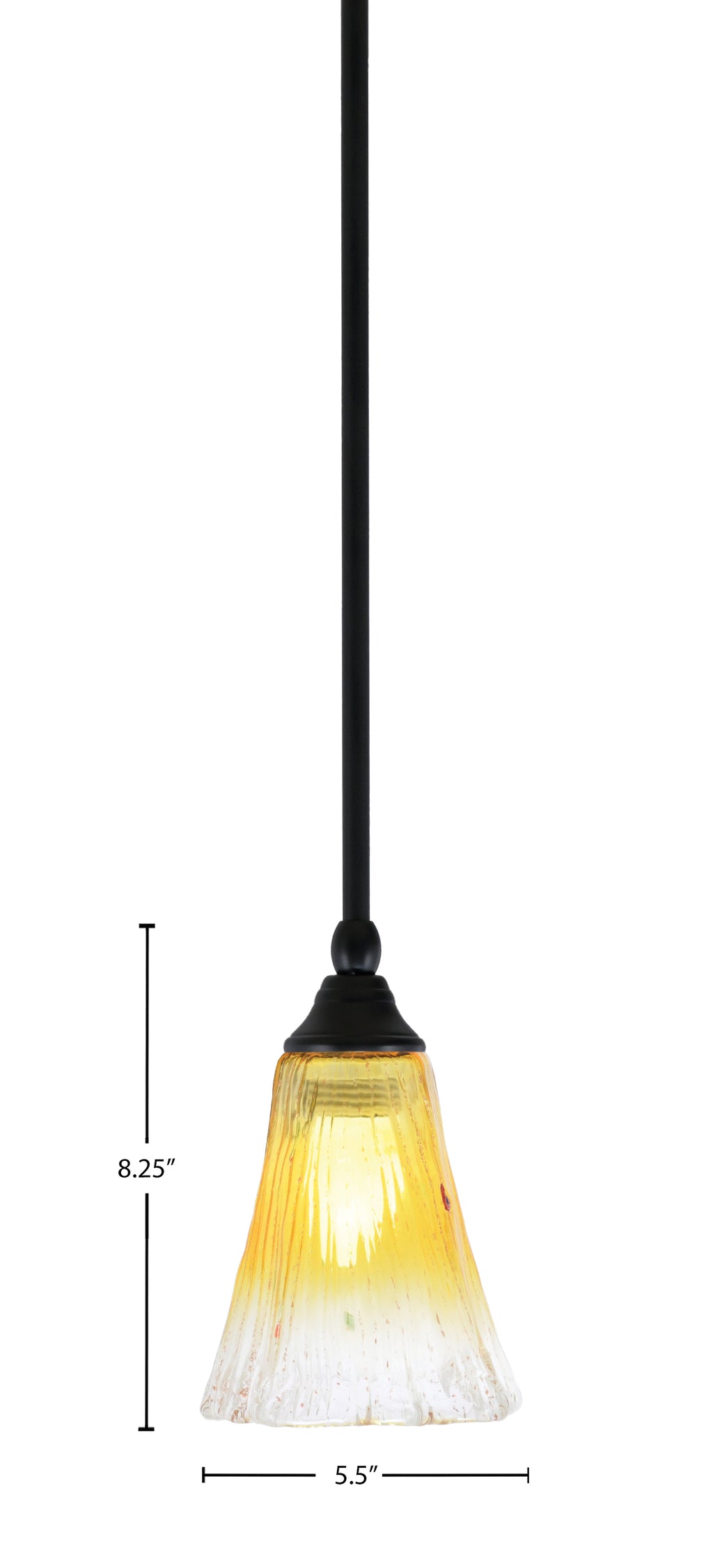 Any One Light Mini Pendant in Matte Black with 5.5" Fluted Gold Champagne Crystal Shade