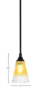 Any One Light Mini Pendant in Matte Black with 5.5" Fluted Gold Champagne Crystal Shade