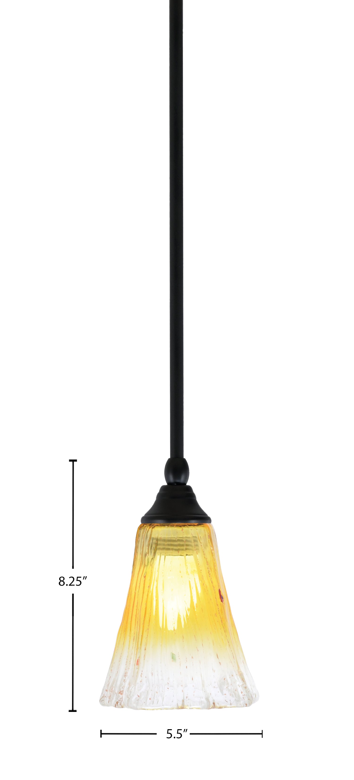 Any One Light Mini Pendant in Matte Black with 5.5" Fluted Gold Champagne Crystal Shade