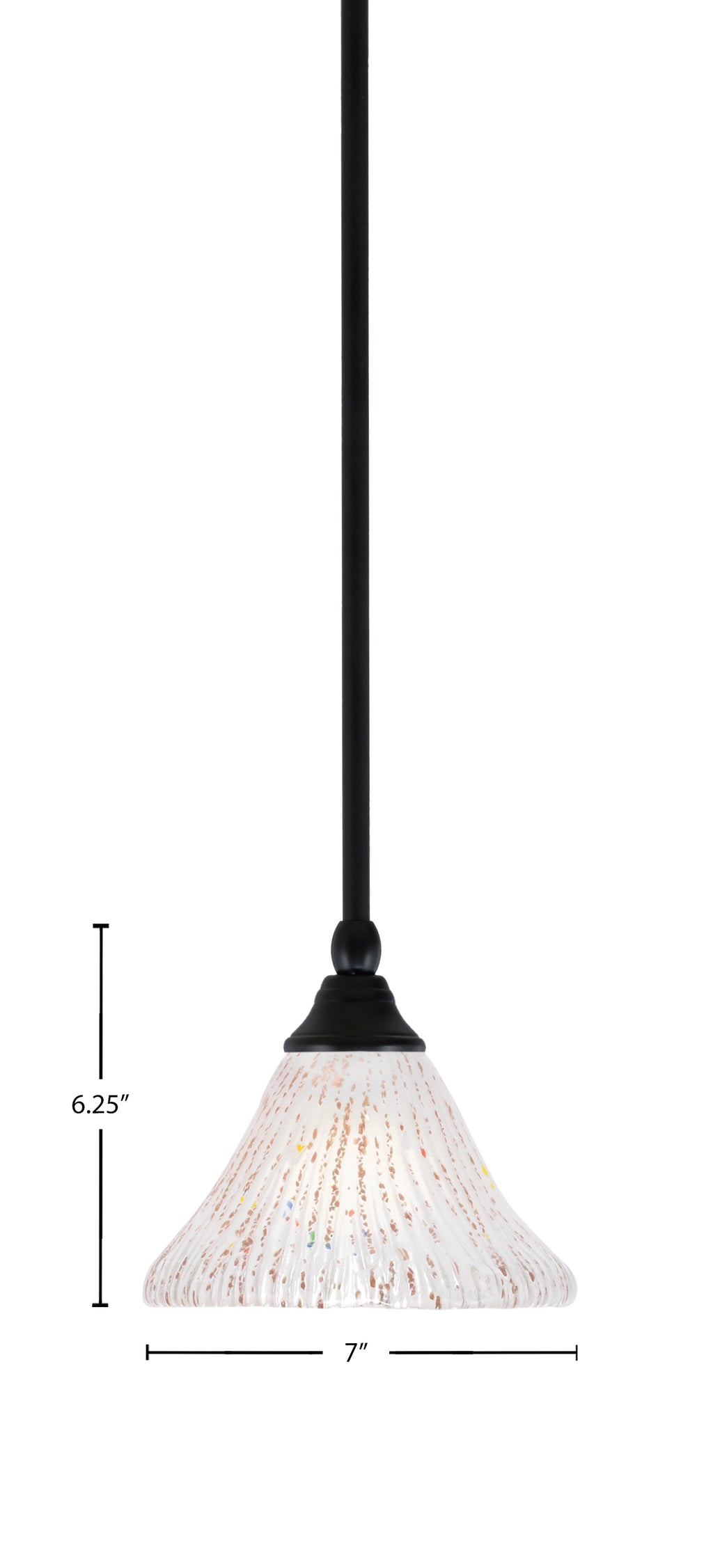 Any One Light Mini Pendant in Matte Black with 7" Frosted Crystal Shade