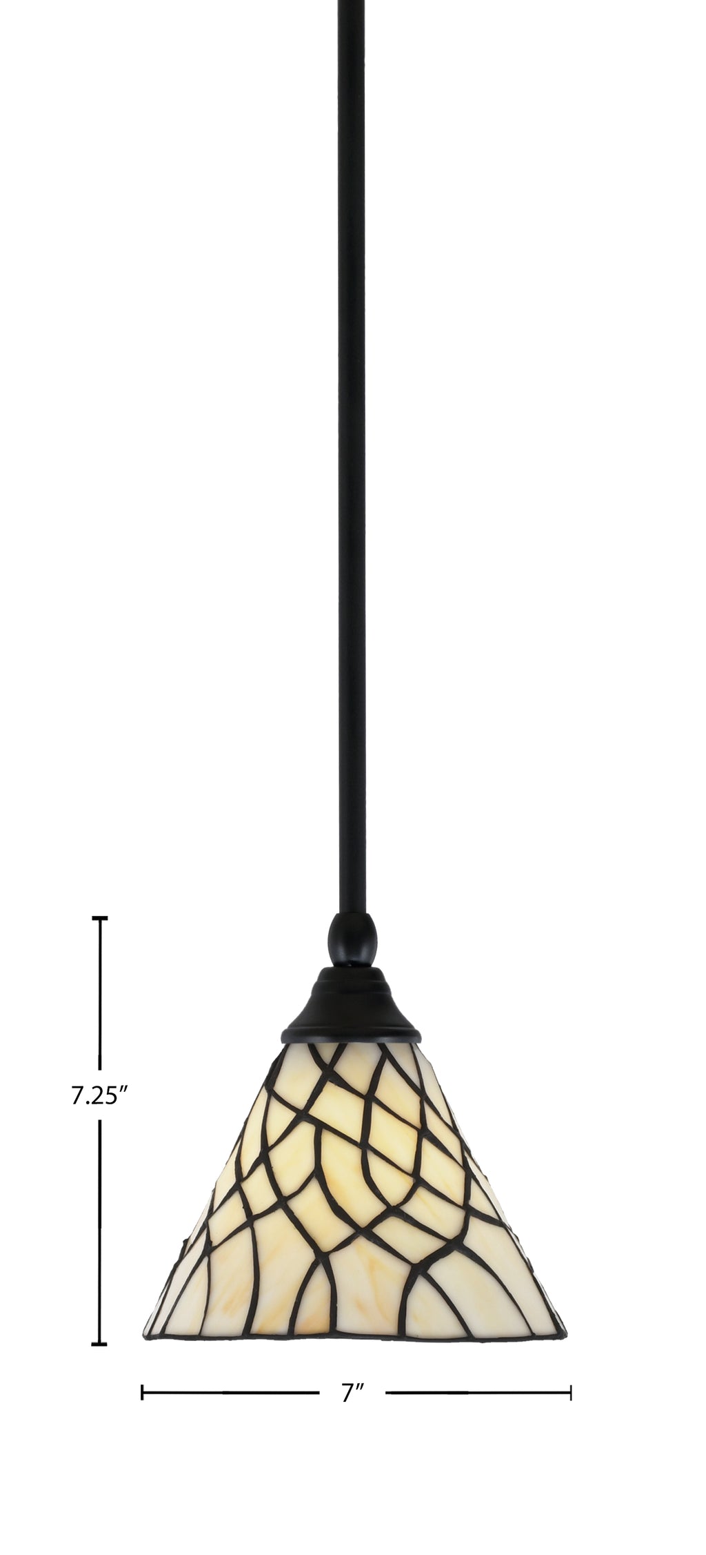 Any One Light Mini Pendant in Matte Black with 7" Sandhill Art Glass Shade
