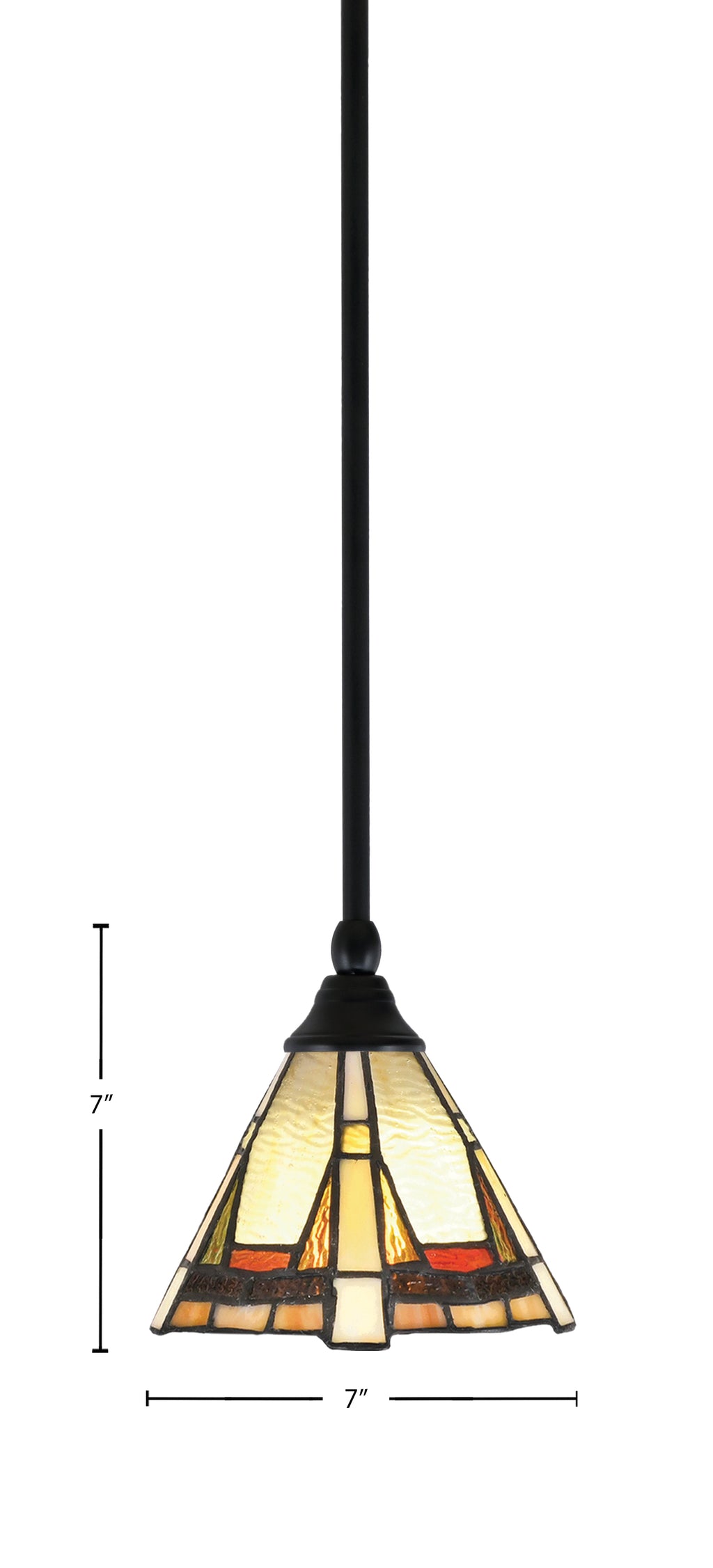 Any One Light Mini Pendant in Matte Black with 7" Zion Art Glass Shade