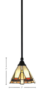 Any One Light Mini Pendant in Matte Black with 7" Zion Art Glass Shade