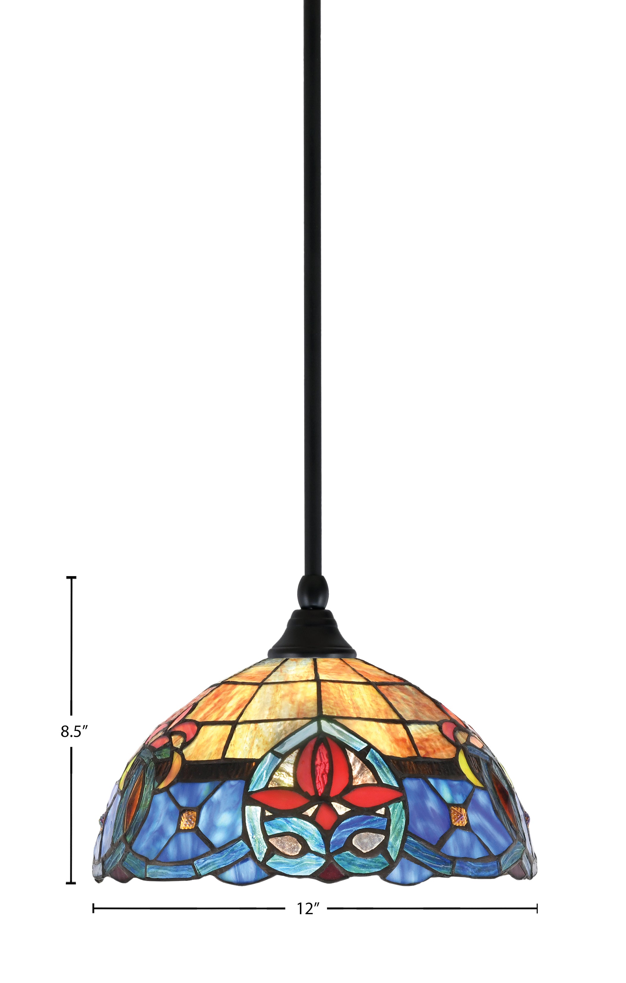 Any One Light Mini Pendant in Matte Black with 12" Sierra Art Glass Shade